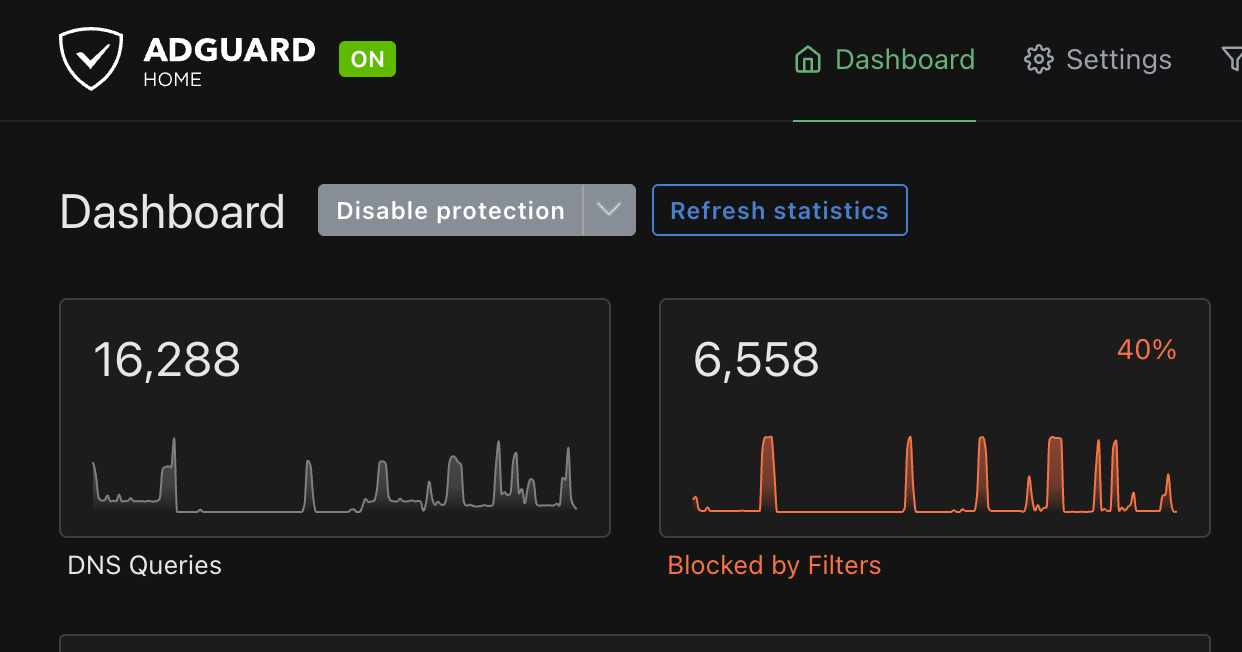 AdGuard Home dashboard